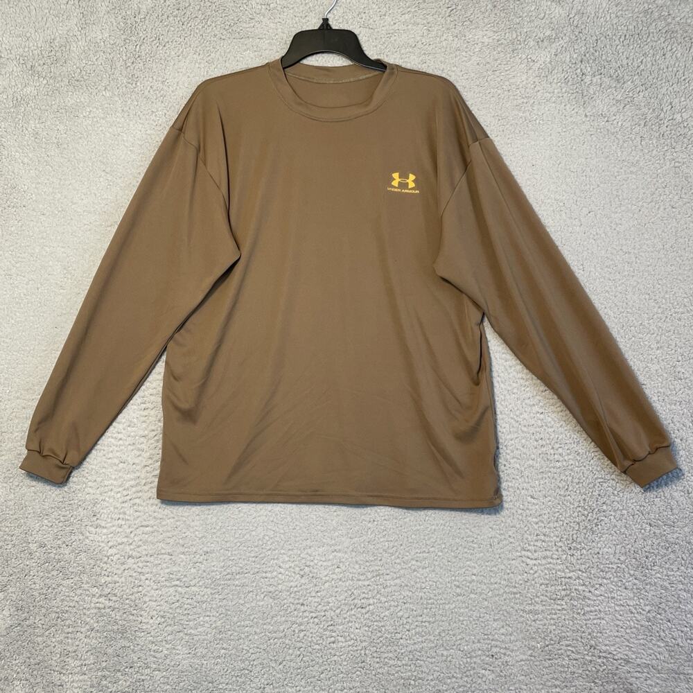 Vintage Under Armour Tactical Mens UNSIZED HeatGear Long Sleeve T-Shirt Brown